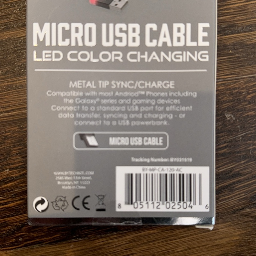 Bytech micro usb cable - LED changing ANDROID NWT - Picture 3 of 3